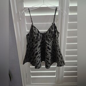 Stylish Black Leopard Print Women's Top Size Small